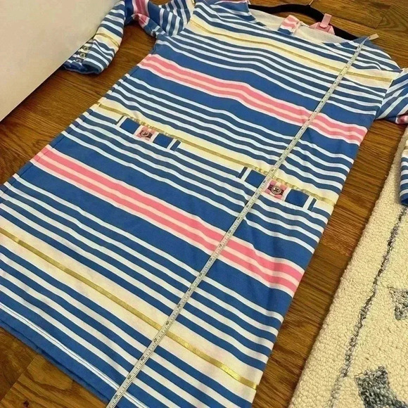 Lilly Pulitzer Lena Dress Lapis Blue Tiki Stripe Size Small - Picture 11 of 12